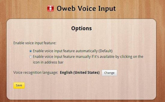 oweb voice input options