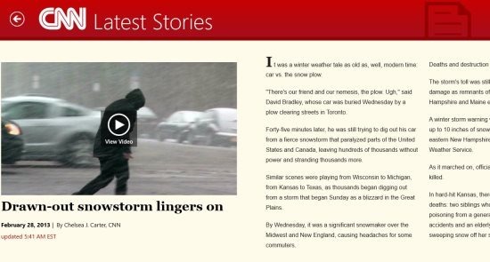 reading experiance in cnn app for windows 8