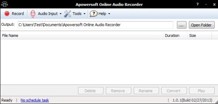 Apowersoft Free Online Audio Recorder default window