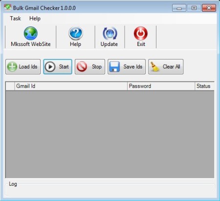 Bulk Gmail Checker default window