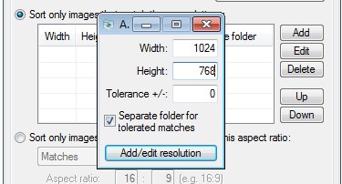 Dimensions 2 Folders based on size