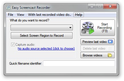 Easy Screencast Recorder default window