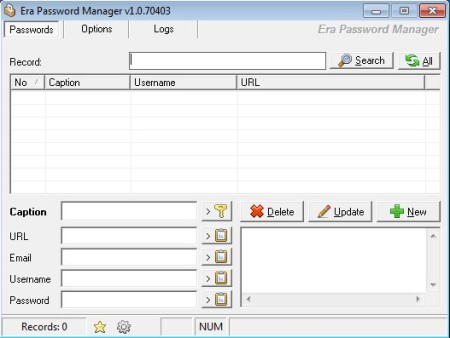 Era Password Manager default window