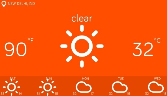 Features of minimalistic weather app for Windows 8