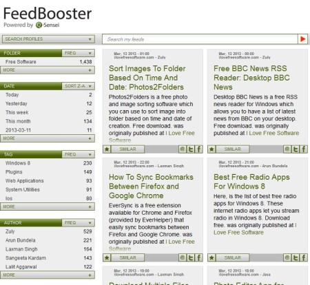 FeedBooster default window