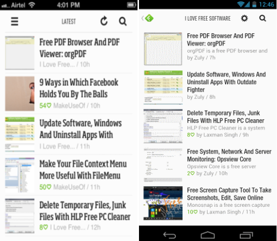 Feedly for Android and ios