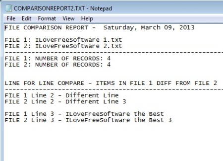 File Compare Utility line by line comparison