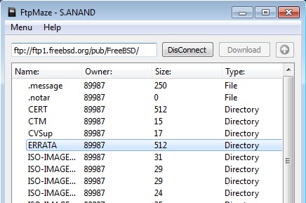 FtpMaze connected to FTP server