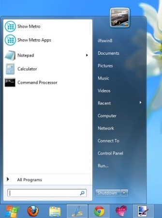Get Start Menu On Windows 8 vistart