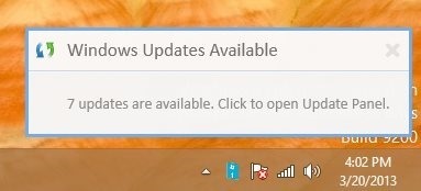 Get Update Notification In Windows 8 Desktop