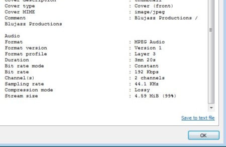 MediaInfo Lite audio selected