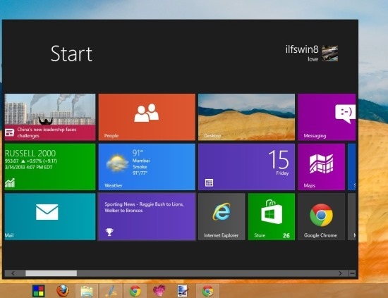 Open Start Screen On the Desktop
