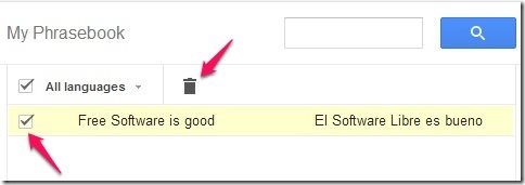 Phrasebook delete