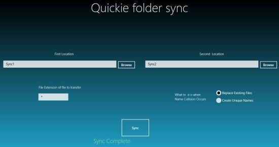 Quickie Folder Sync App For Windows 8