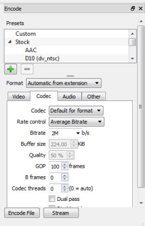 Shotcut encoding settings