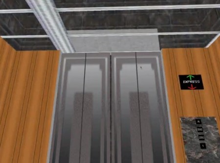 Skyscraper ridding elevator