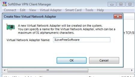 SoftEther adding virtual network adapter
