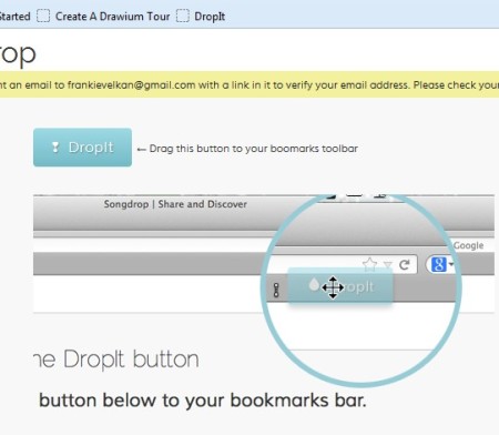 SongDrop adding dropit button