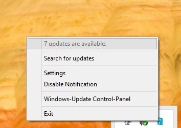 Steps to get update notifications in Windows 8 desktop