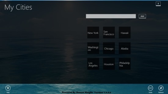add city in Weather App For Windows 8