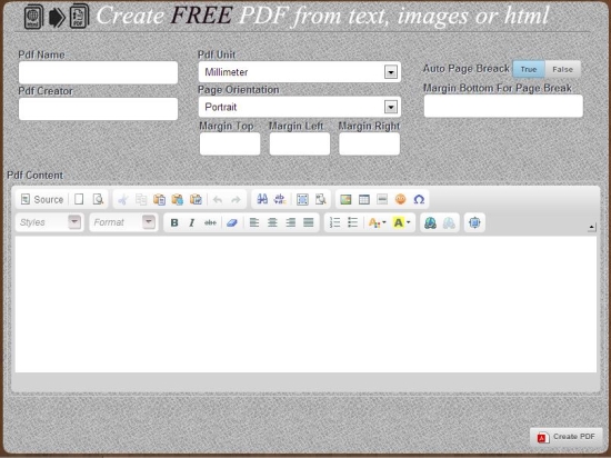 free pdf maker interface