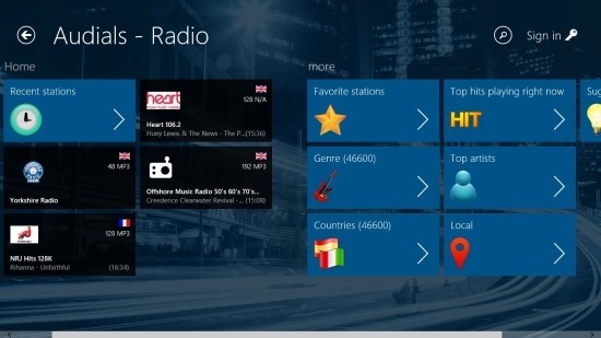 homescreen audials app for Windows 8