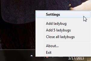 insects on desktop system tray properties
