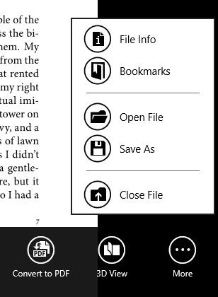 option menu in best pdf reader for windows 8