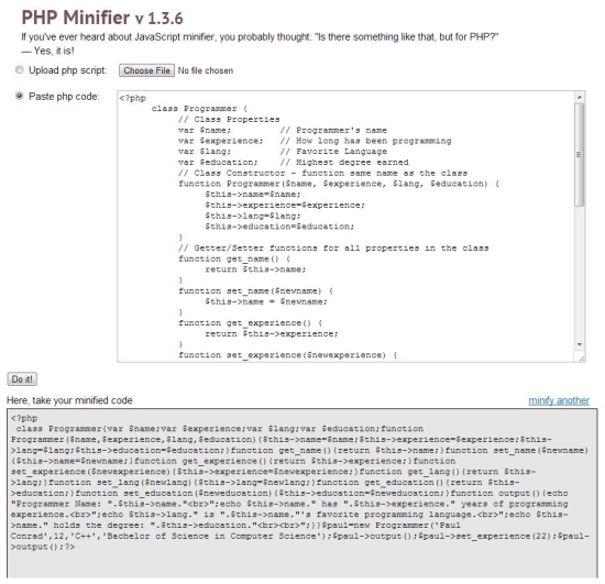 php minifier