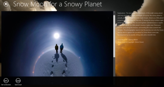 space photo for windows 8 option menu