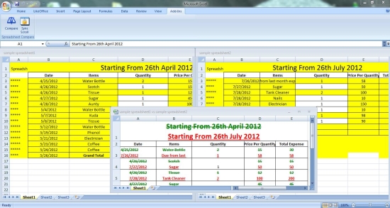 spreadsheet compare