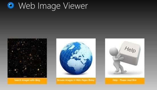 start screen Web Image Viewer windows 8