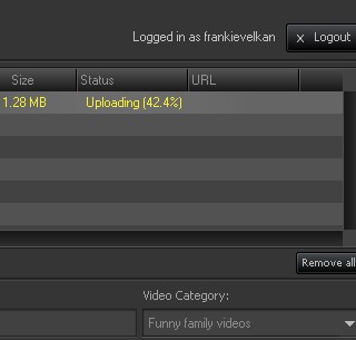 AV Media Uploader upload in progress