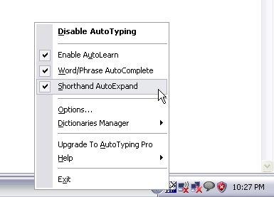 AutoTyping IM context menu