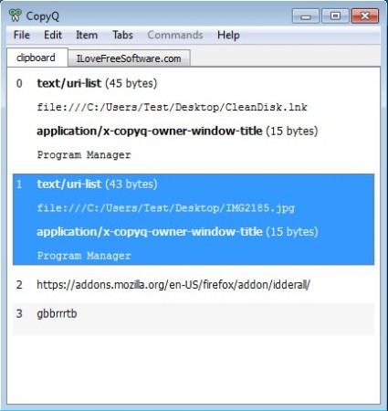 CopyQ default window