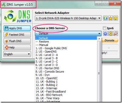 DNS Jumper 01 change dns settings
