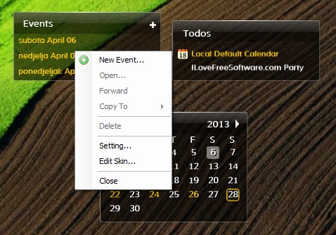 Desktop iCalender adding event