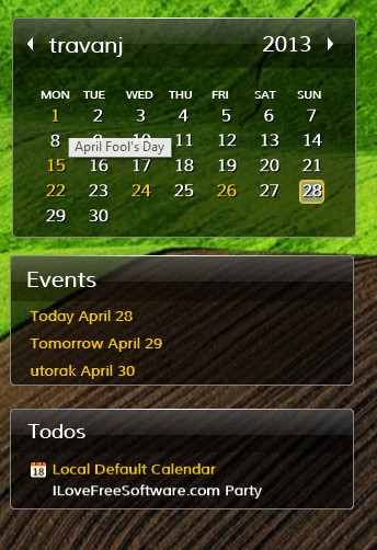 Desktop iCalender default window