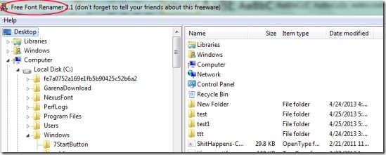 Free Font Renamer 01 rename fonts