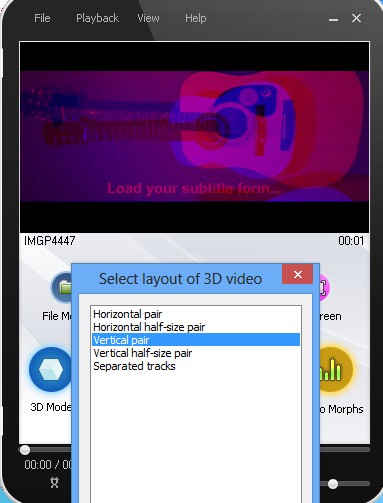 Media Player Morpher viewing 3D
