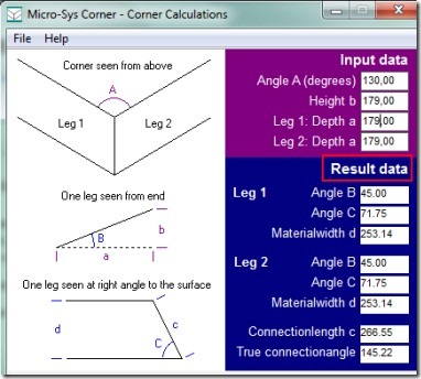 Micro-Sys Corner 01 geometry calculator