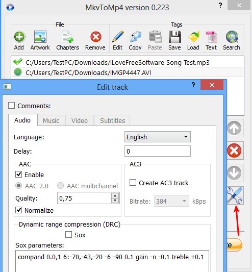 MkvToMp4 selecting formats