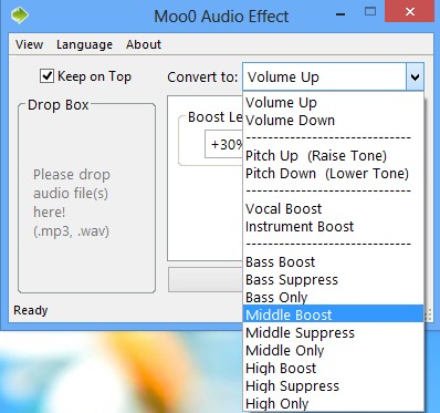 Moo0 Audio Effect selecting effect