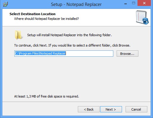 Notepad Replacer default window