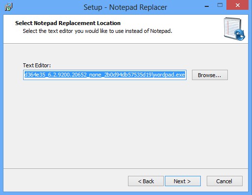 Notepad Replacer selecting text editor