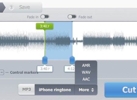 Online Audio Cutter setting markers