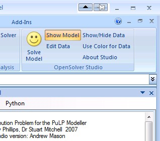 OpenSolver Studio default window