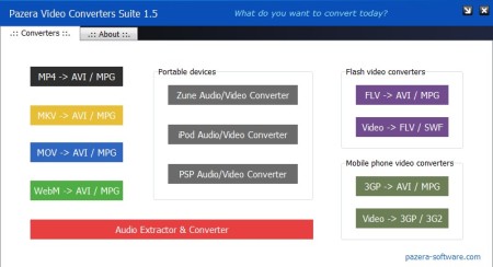 Pazera Video Converters Suite default window