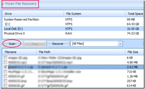 Puran File Recovery 01 file recovery software