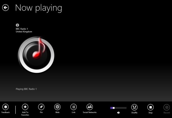 Radyo For Windows 8 now playing